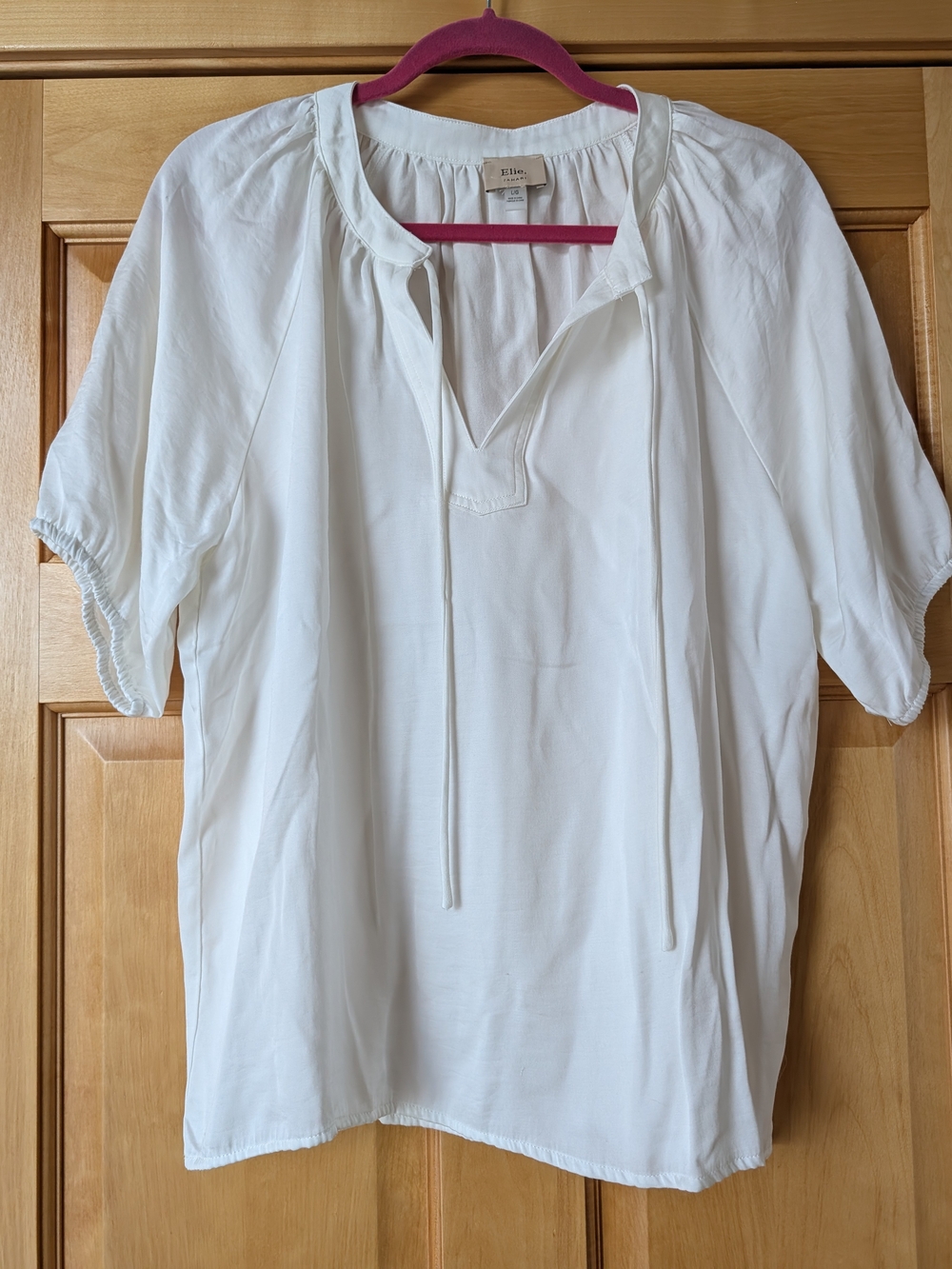 Elie Tahari White Tie-Neck Boho Blouse
